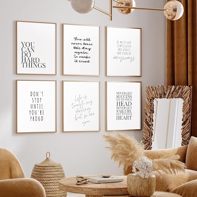 Office Inspirational Wall Art Decor Motivational Quotes Canvas Wall Art Positive Classroom Posters Pictures Office Inspirational Work Artwork for Women Home Bedroom 12x16 Inch Unframed Set of 6