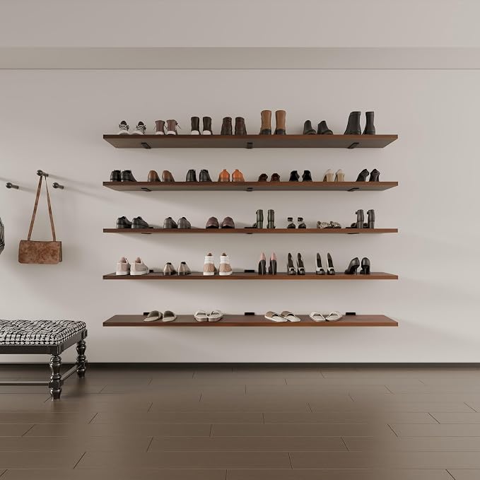 5 Tier Book Shelf,72 inch Long Floating Shelf for Wall,Adjustable Large Bookcase,Wall Mounted Bookshelf Display Shelves