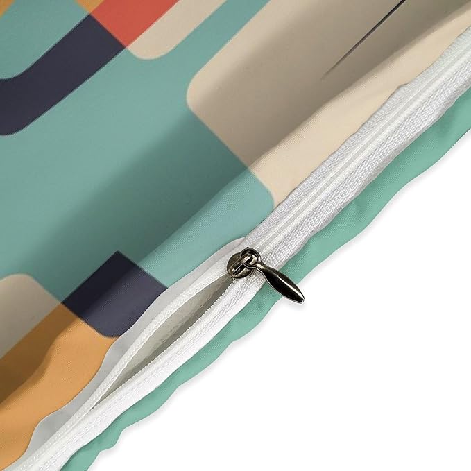 Mid Century Duvet Cover Queen Retro Atomic Bedding Set, Rainbow Grid Comforter Cover Vintage Fifties 1950s Bed Set，Abstract Art Bedding 3 Piece (1 Duvet Cover 90"x90" + 2 Pillow Sham 20"x30")