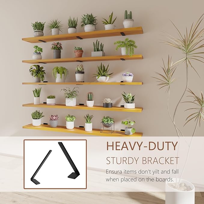 5 Tier Book Shelf,60 inch Long Floating Shelf for Wall,Wall Mounted Bookshelf for Living Room,Solid Wood Rustic Bookcase