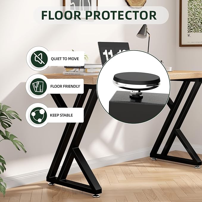 Metal Table Legs 28" H x 20" W Furniture Desk Bench Dining Table Legs with Adjustable Feet Z Shape Heavy Duty Desk Base Set of 2 Black