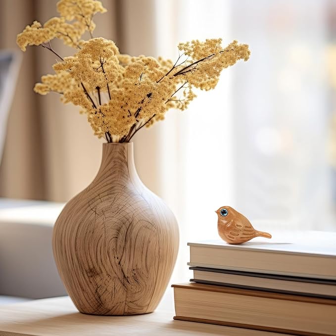 Yookeer 6 Pcs Wood Bird Statues Bulk Mini Creative Handcrafted Decorative Magpie Figurines Small Modern Bird Decor Each 2.05" x 1.1" x 1.06" for Home Bedroom Bathroom Office Desktop Decor