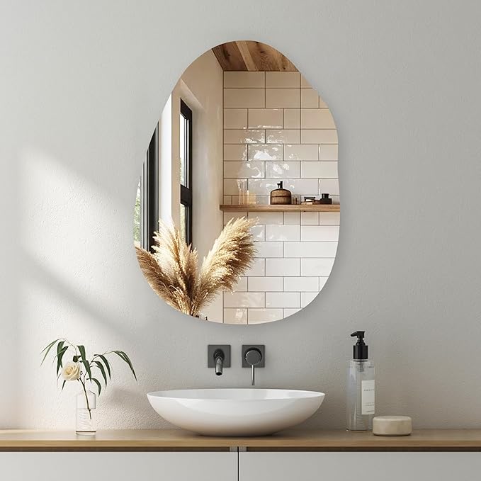 Irregular Bathroom Mirror 22''x30'', Asymmetrical Wall Mirrors with Tempered Glass for Bedroom Bathroom Living Room or Entryway
