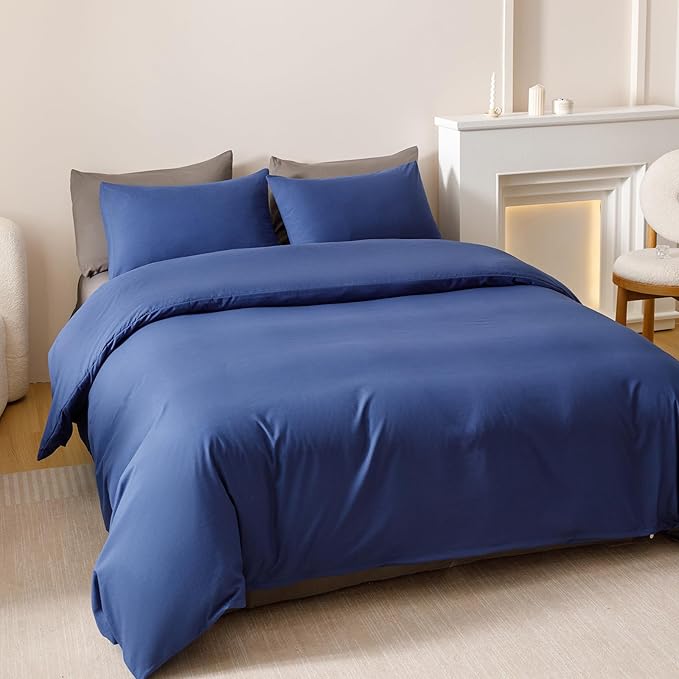 Pureant Royal Blue Comforter Sets Twin Bright Blue Bedding Comforters Women Men Solid Color Quilts Soft Modern Dark Color Blankets Adults Teens Elegant Luxurious Bedding Breathable