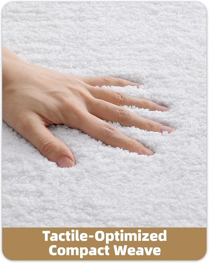 Color&Geometry Simple and Stylish Bath Mats for Bathroom Non Slip, 20"x32" White Bathroom Rugs, Absorbent, Soft, Washable, Microfiber Shower Mat