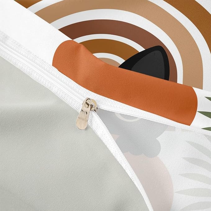 Erosebridal Cartoon Cat Comforter Cover Queen Vintage Mid Century Bedding Set Modern Minimalism Animal Duvet Cover for Kids Girls Boys Adults Boho Abstract Geometric Bed Set