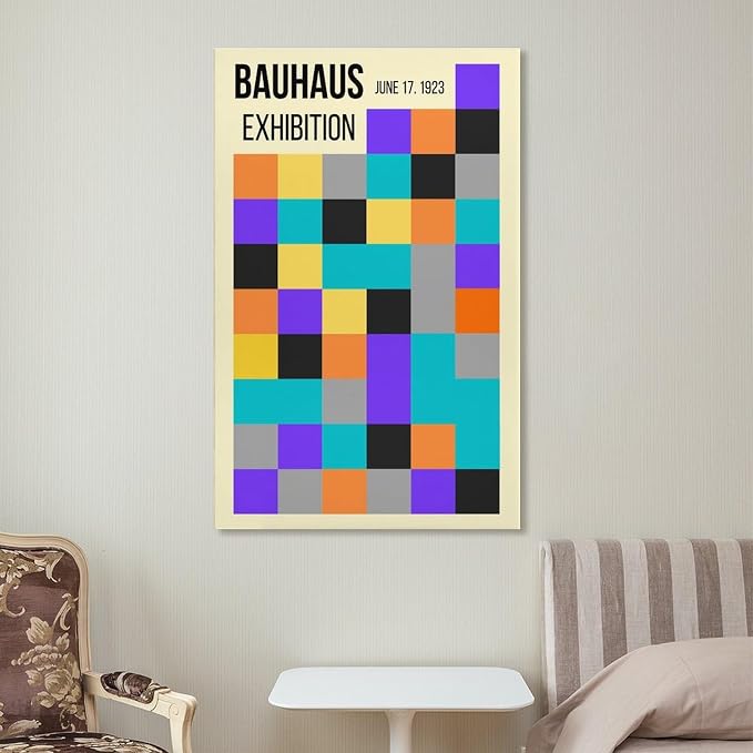 FideMm Bauhaus Print Poster,colours Poster,Abstract Art,Minimalist,Stylish Mid Century Art Poster for Room Aesthetics Canvas Wall Art Poster And Print Frame-style 16x24inch(40x60cm)