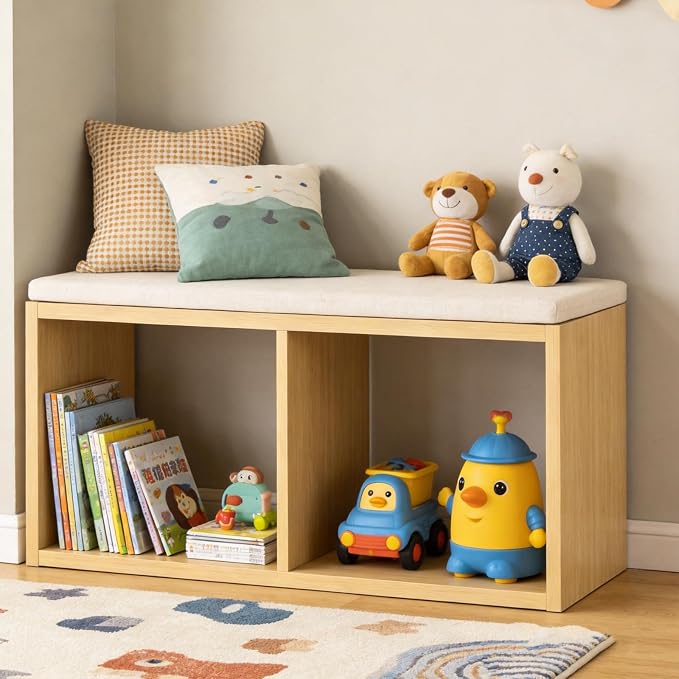 Endearing Limons【2026 Wooden Thick Border】 2 Cube Shelf Storage Organizer with Anti-Tipping Kits + Reversible Open Back Bookcase (11 * 11 Unit Cell Oak)