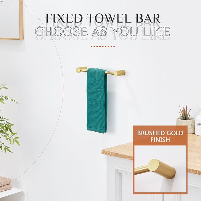 KOKOSIRI Hand Towel Bar for Bathroom Hardware Accessory 12-Inch Bath Towel Holder Contemporary Wall Mounting Brushed Gold Stainless Steel, B4007BG-L12