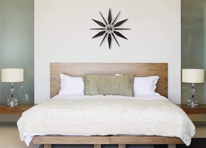 Infinity Instruments Utopia Mid-Century 30 inch Wood and Metal Wall Clock, Walnut Dark Wood