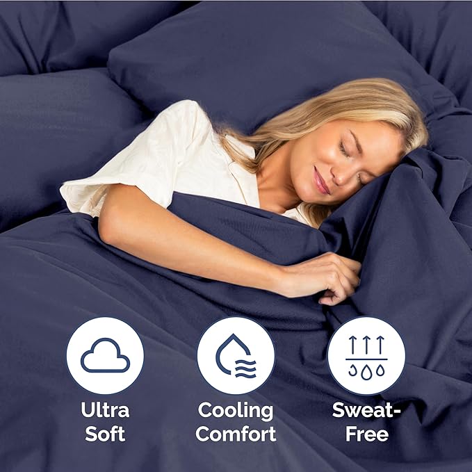 Hotel Luxury Durable Bed Sheets - Full Size 4 Piece Sheet Set - Extra Soft, Breathable & Cooling - Deep Pockets, Easy-Fit & Wrinkle-Free - Deep Slate Blue Oeko-Tex