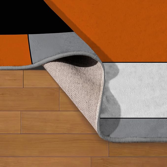 Ansouyi Orange Gray Non-Slip 5x7 ft Area Rugs, Washable Rug Carpet for Living Room, Abstract Color Block Geometric Home Decor Rugs for Game Room Classroom Bedroom Dining Kindergarten Room