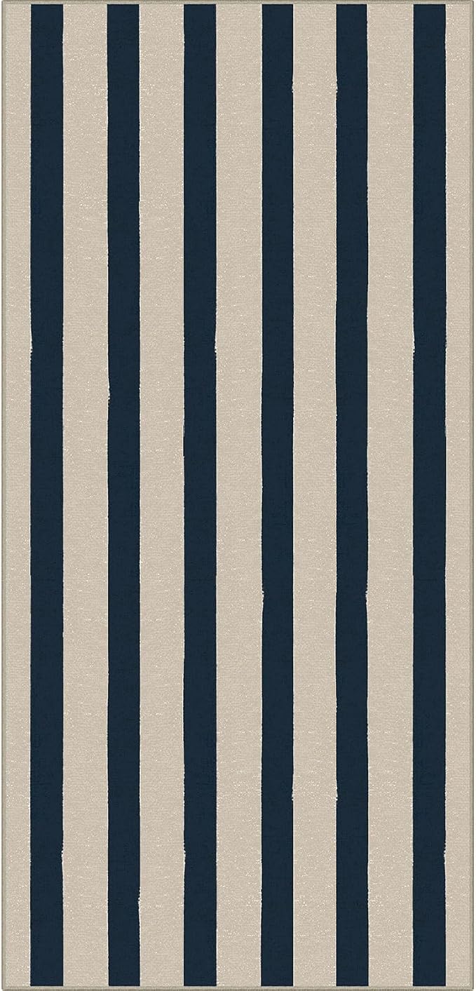 Front Door Mat Indoor Entrance - 2x4.3 Ft Blue and White Washable Doormat Outdoor Entrance Porch Rug Non-Skid Runner Rug for Kitchen Hallway Bedroom Laundry Room Porch Decor