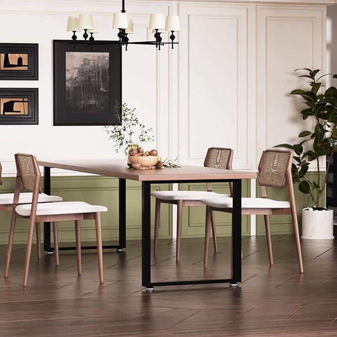 Metal Table Legs 30" Height 24" Wide Duty Desk Legs Dining Table Legs Black Metal Coffee Table Legs with Adjustable Feet Pads, Black, Set of 2