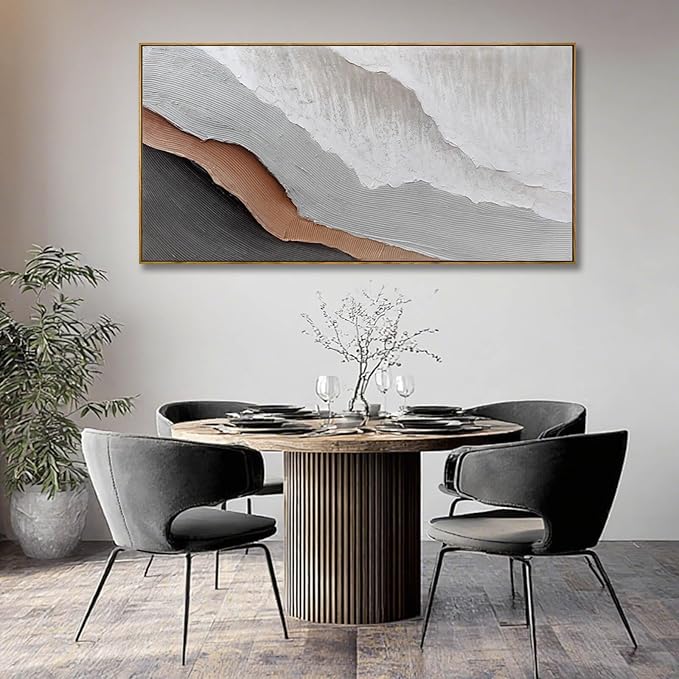 SOUGUAN Textured Home Wall Decor Gray and White Canvas Painting Abstract Art Posters 24"x48" Kitchen Artwork Pictures for Office