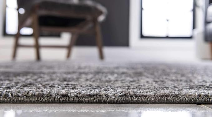 Unique Loom Bromley Collection Area Rug - Wells (3' 3" x 5' 3" Rectangle, Dark Gray/ Gray)