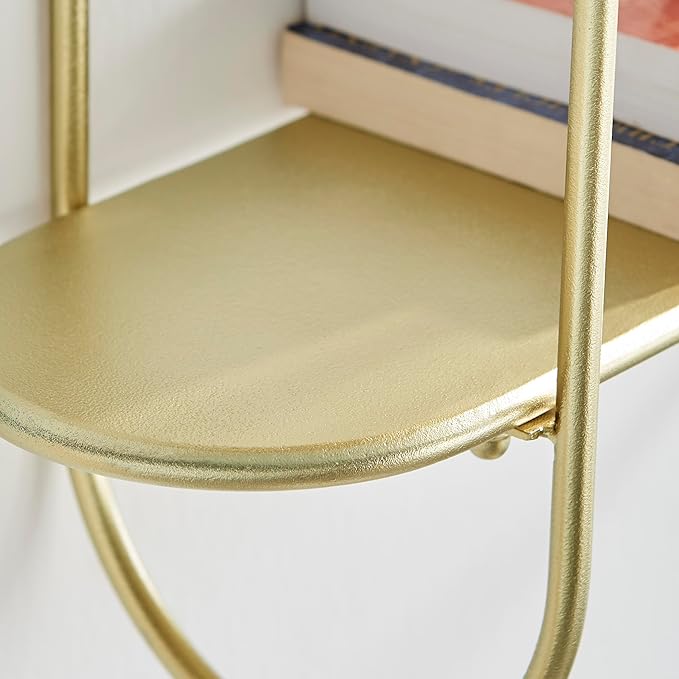 Danya B. Two-Tier Warm Gold Metal Hanging Bracket Wall Mounted Shelf