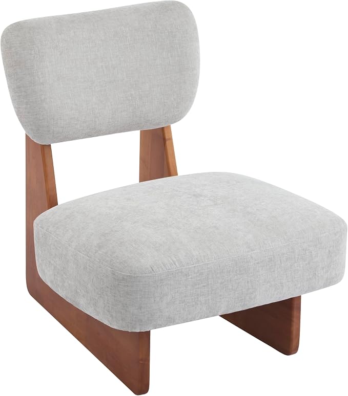 Accent Chairs Set of 2, Mid-Century Modern Chair with Polyester Upholstery, Wood Base with Walnut Finish, Minimalist and Stylish Accent Seating for Living Room, Bedroom, Balcony (Walnut+Gray)