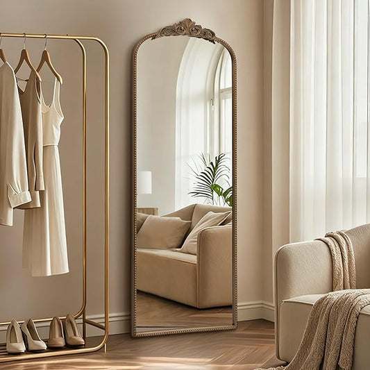 Micasso Gold Full Length Mirror: 56''x21'' Baroque Antique Floor Mirror - Traditional Ornate Vintage Long Mirrors for Wall/Dressing Room/Bedroom/Entryway/Hallway - Home Decor for Living Room