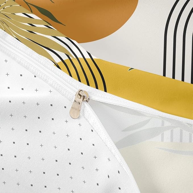 Erosebridal Mid Century Boho Comforter Cover King for Kids Teens Adults,Abstract Modern Sun Duvet Cover,Minimalist Aesthetic Bedding Set,Yellow Gold Black Bed Set 3 Pcs Bedroom Decor