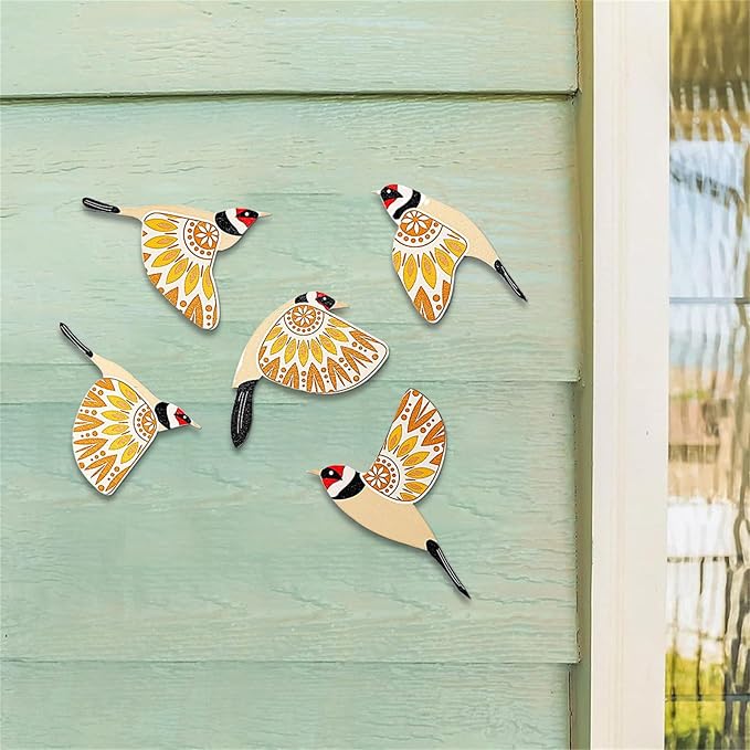 5 Piece Wooden Bird Wall Hanging Ornaments Set Farmhouses Scandinavian Home Decors For Bird Lover Handmade Wall Art Wood Nursery Wall Decorations