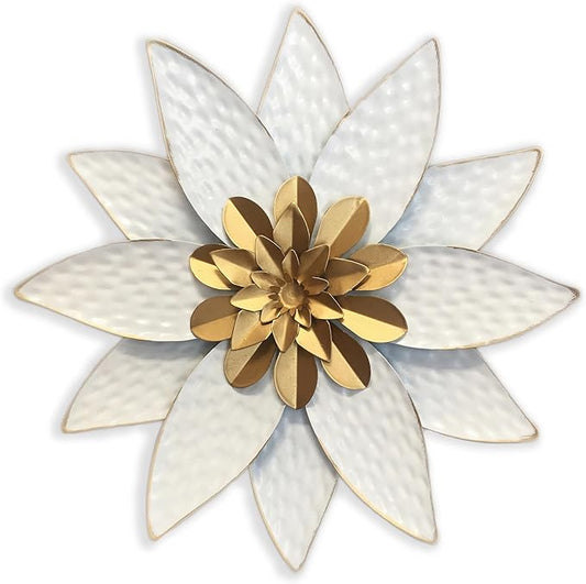 Metal Flower Wall Art Decor,10" Rustic Modern Antique Floral Sculpture, Distressed Iron Wall Hanging Home Decoration Accent Artworks for Indoor Kitchen Bedroom Living Office Outdoor Garden Patio