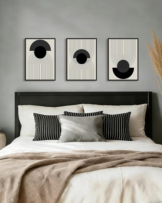 Drsoum Black Boho Wall Art Framed Modern Decor Bohemian Wall Decor Abstract Geometry Lines Prints Ready to Hang 11x14in Black Framed