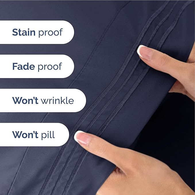 Hotel Luxury Durable Bed Sheets - Full Size 4 Piece Sheet Set - Extra Soft, Breathable & Cooling - Deep Pockets, Easy-Fit & Wrinkle-Free - Deep Slate Blue Oeko-Tex