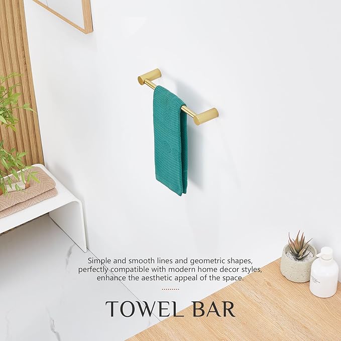 KOKOSIRI Hand Towel Bar for Bathroom Hardware Accessory 12-Inch Bath Towel Holder Contemporary Wall Mounting Brushed Gold Stainless Steel, B4007BG-L12