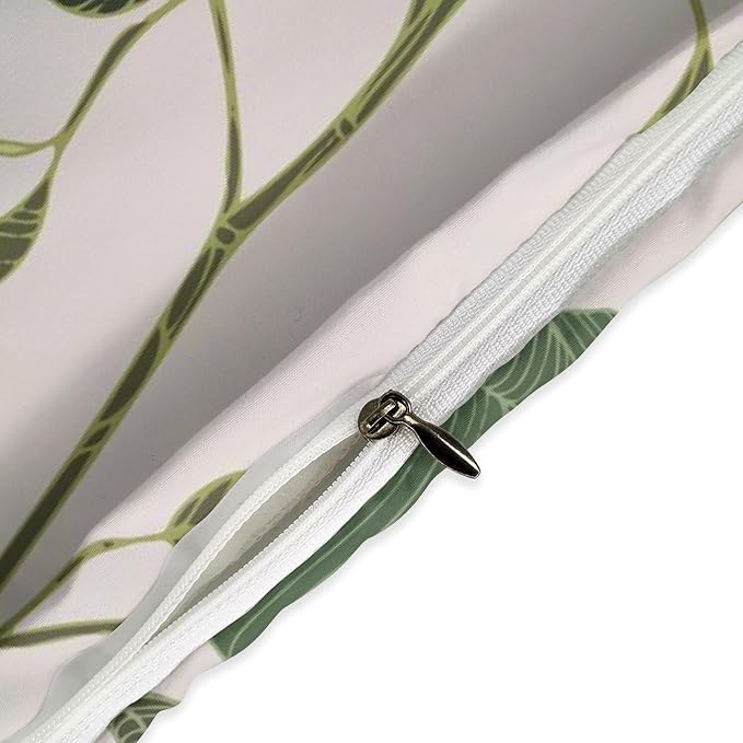 Boho Sage Green Comforter Set,Mid Century Tropical Plant Palm Leaves Abstract Minimalist Geometic Modern Bedding Set with Pillowcase for Bedroom Bed Decor,Queen 90"x90"