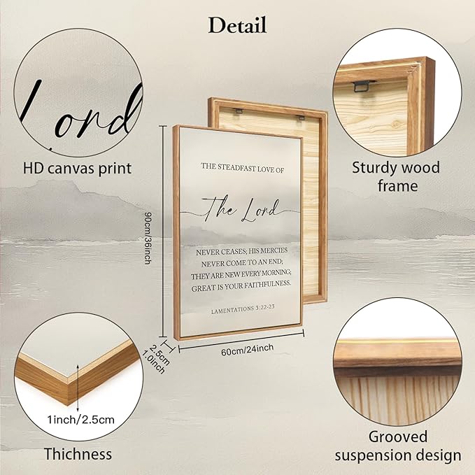 HLNIUC Jesus Scriptures Framed Wall Art,Inspiring Christian Scripture Wall Art Set of 3(24”x36”)The Lord Your God Is Good Bible Verse Wall Decor,Modern Religious Quotes Canvas Art Print for Home Living Room
