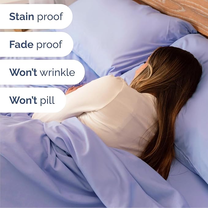Cal King Size 4 Piece Sheet Set - Comfy Breathable & Cooling Sheets - Hotel Luxury Bed Sheets for Women & Men - Deep Pockets, Easy-Fit, Soft and Wrinkle Free Sheets - Lavender Oeko-Tex Bed Sheet Set