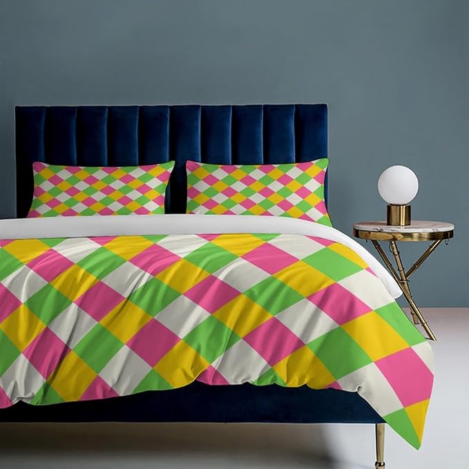 Rainbow Duvet Cover Set, Rainbow Lines Pattern Spectrum of Colors Abstract Art Decorative，Aesthetic Abstract Art Bedding 3 Piece (1 Duvet Cover 102"x90" + 2 Pillow Sham 20"x30")