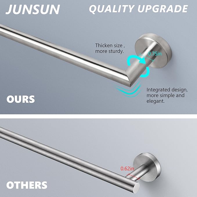 Bathroom Towel Bar 24 Inch Towel Rack Wall Mount Bath Towel Holder Modern Towel Rod Silver Bath Towel Hanger Stainless Steel Brushed Finished Bathroom Accessories Towel Rail Single Bar Brushed Nickel