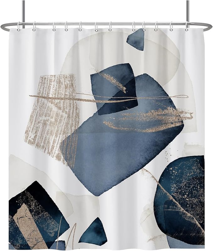Baocicoo Blue Grunge Texture Shower Curtain Abstract Grain Fashion Creative Design Boho Striped Shower Curtains for Hotel Spa Home Bathtubs Bath Waterproof Fabric with Hooks 72x78 Inches