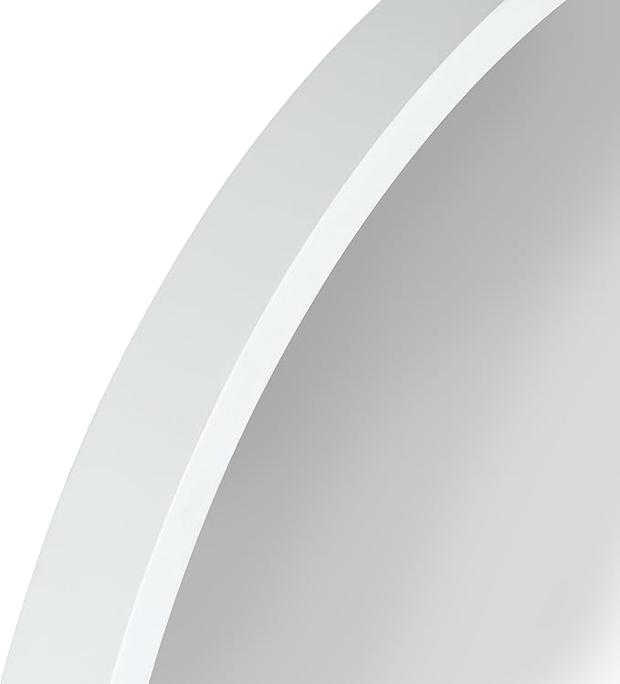 Kate and Laurel Travis Round Wood Wall Mirror, 21.6" Diameter, White, Modern Wall Décor Accent