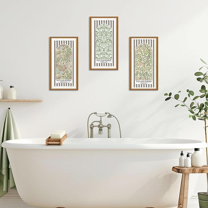 Ausril Boho Flower Wall Decor,William Morris Wall Art,Flower Market Artwork,Matisse Flower Art,Vintage Floral Wood Decor,William Morris Lily Sunflower Botanical Wildflower Sign for Living Room Bedroom