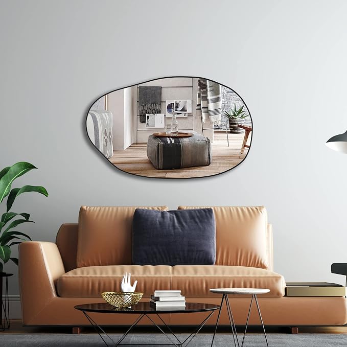 Irregular Asymmetrical Mirror Wall Mounted, Unique Vanity Mirror,Shaped Dressing Mirror Decorative for Living Room, Bathroom, Bedroom, Entryway Wall Decor, 33.5"×20.5"