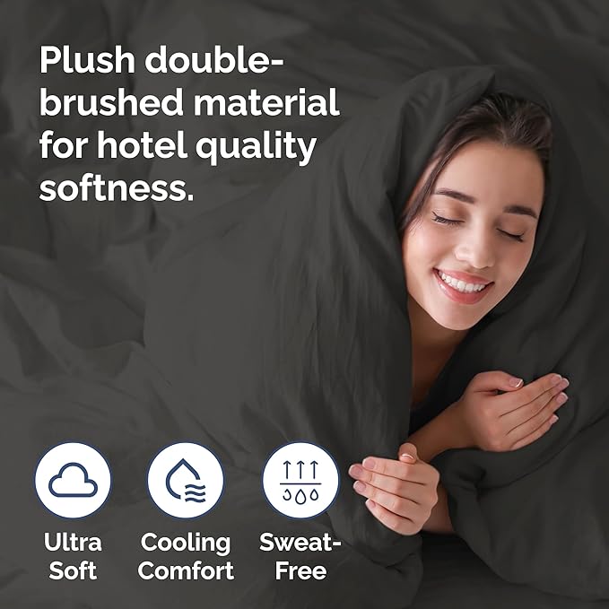 Duvet Cover Full Size - Extra Soft Full Size Duvet Cover - Lightweight, Breathable & Cozy - Easy Care & Fade Free w/Zipper Closures & Ties - 80" x 90" Inches - (Charcoal) Comforter Not Included