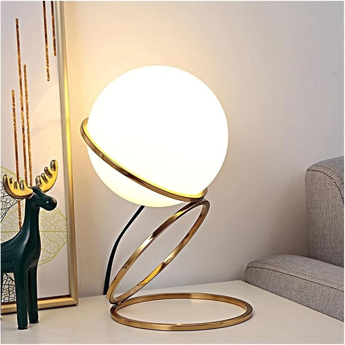 Desk Light Mid Century Modern Desk Lamp Creative Simple Ball Glass Bedside Table Lamp, for Apartment College Dormitory Lighting Fixture