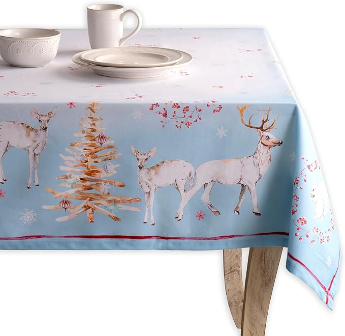Maison d' Hermine Table Cloth Square Table 100% Cotton 54 x 54 Inches Fall Tablecloth Reusable Everyday Use for Thanksgiving Christmas Decorations Dining Farmhouse Party (Fairy Tale Forest)