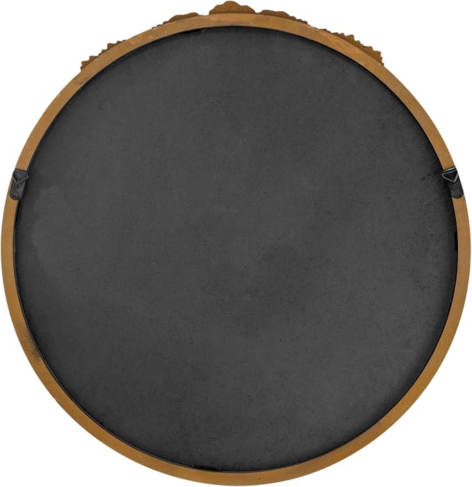 A&B Home Round Wood Mirror - 30" Circle Mirror with Hand Carved Antique Mirror Frame,Bathroom Living Room Bedroom Entryway Vanity Mirror, Dark Brown