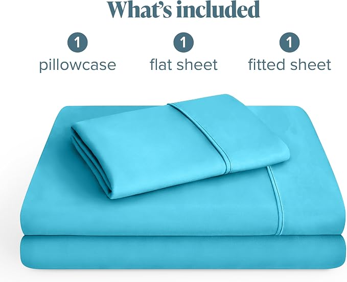 Bare Home Twin XL Sheet Set - 1800 Ultra-Soft Microfiber Twin Extra Long Bed Sheets - Double Brushed - Deep Pockets - Easy Fit - 3 Piece Set - Bedding Sheets & Pillowcases (Twin XL, Aqua)