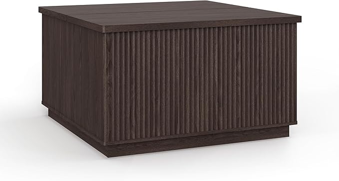 Lift Top Coffee Table with Storage,Fluted Square Center Table with Large Hidden Space,31.5" Coffee Table with Lifting Top,Center Table for Living Room,Dark Gray