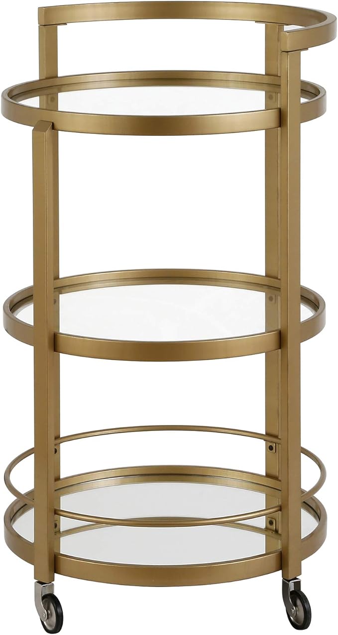 Henn&Hart 21" Wide Round Bar Cart in Brass, Bar Carts for the Home
