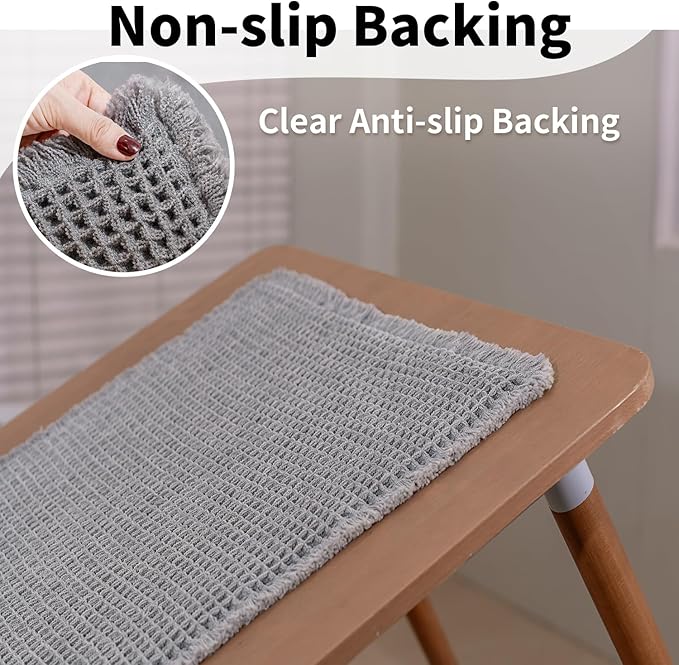 Waffle Bath Mat - Boho Bathroom Rugs Non Slip Washable, Super Absorbent & Quick Dry, Small Bath Mats Farmhouse Bathroom Decor, 18'' x 30'', Light Grey