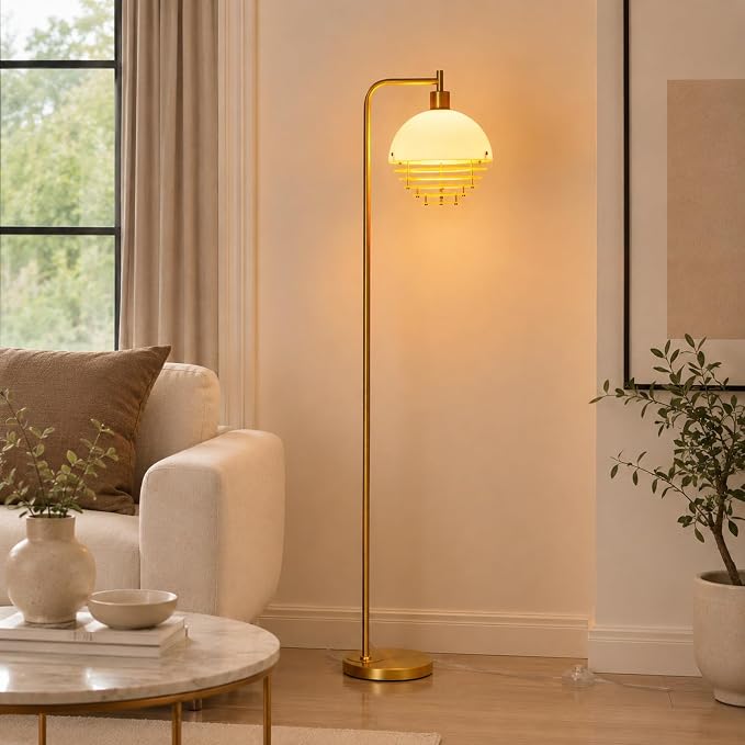 67" Soft Glow Art Deco Floor Lamp - Metal Pole Sunset Acrylic Lamp, Pedal Switch & E26 Bulb, Perfect for Bedroom Living Room Office Scandinavian/Minimalist/Contemporary Interiors