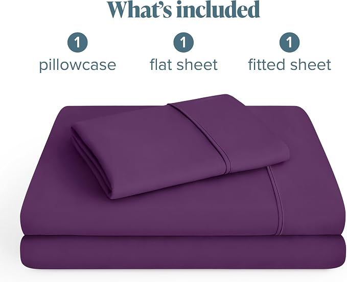 Bare Home Twin Sheet Set - 1800 Ultra-Soft Microfiber - Double Brushed - Deep Pockets - Easy Fit - Extra Soft - 3 Piece Set - Bedding Sheets & Pillowcases (Twin, Plum)