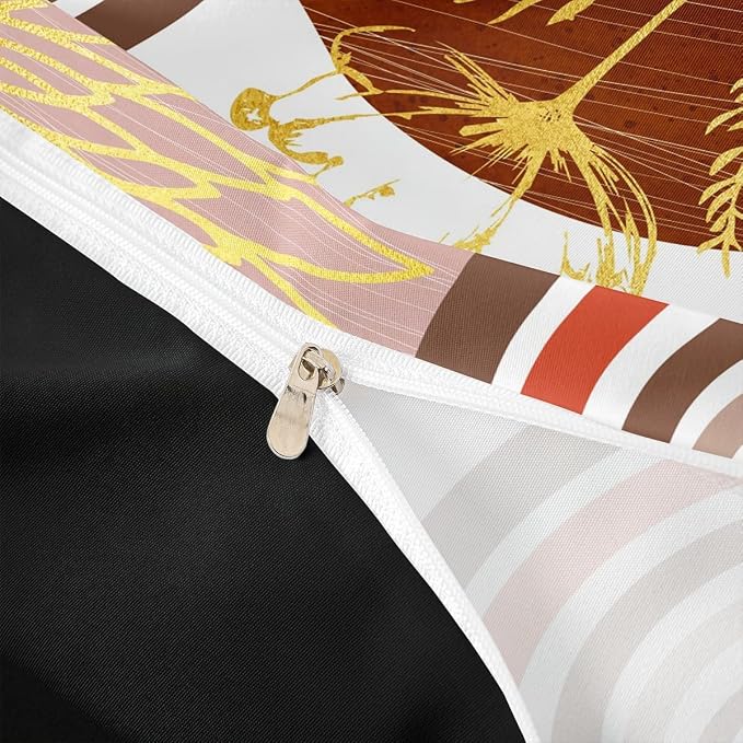 Erosebridal Mid Century Modern Duvet Cover Toddler Size for Kids Teens Adults - Pink Brown Abstract Comforter Cover Boho Minimalist Aesthetic Bedding Set Chic Modern Geometric Bohemian Floral Bed Set