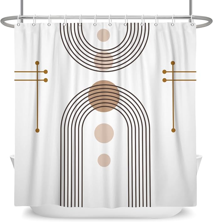 Mid Century Boho Shower Curtain Abstract Arch Sun Rainbow Modern Minimalist Geometric Aesthetic Shower Curtains for Polyester Fabric Bathroom Decorations 72x84 inch